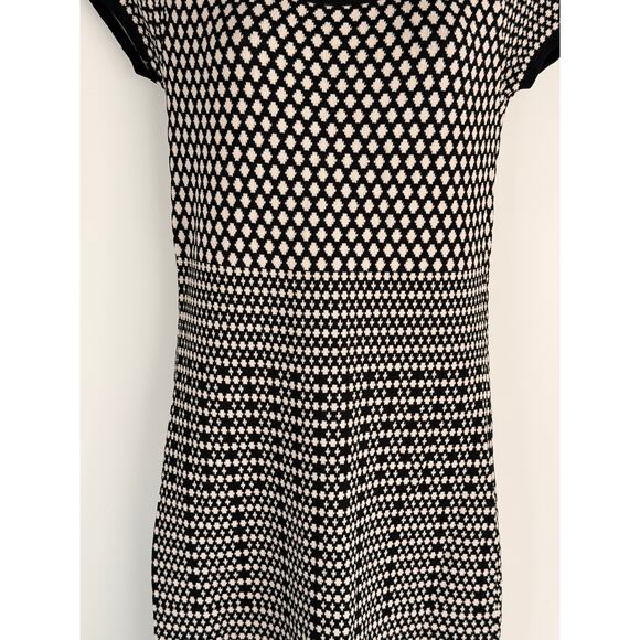 Classic Anne Klein Black & Ivory Geometric Midi Dress Size S - Picture 4 of 9